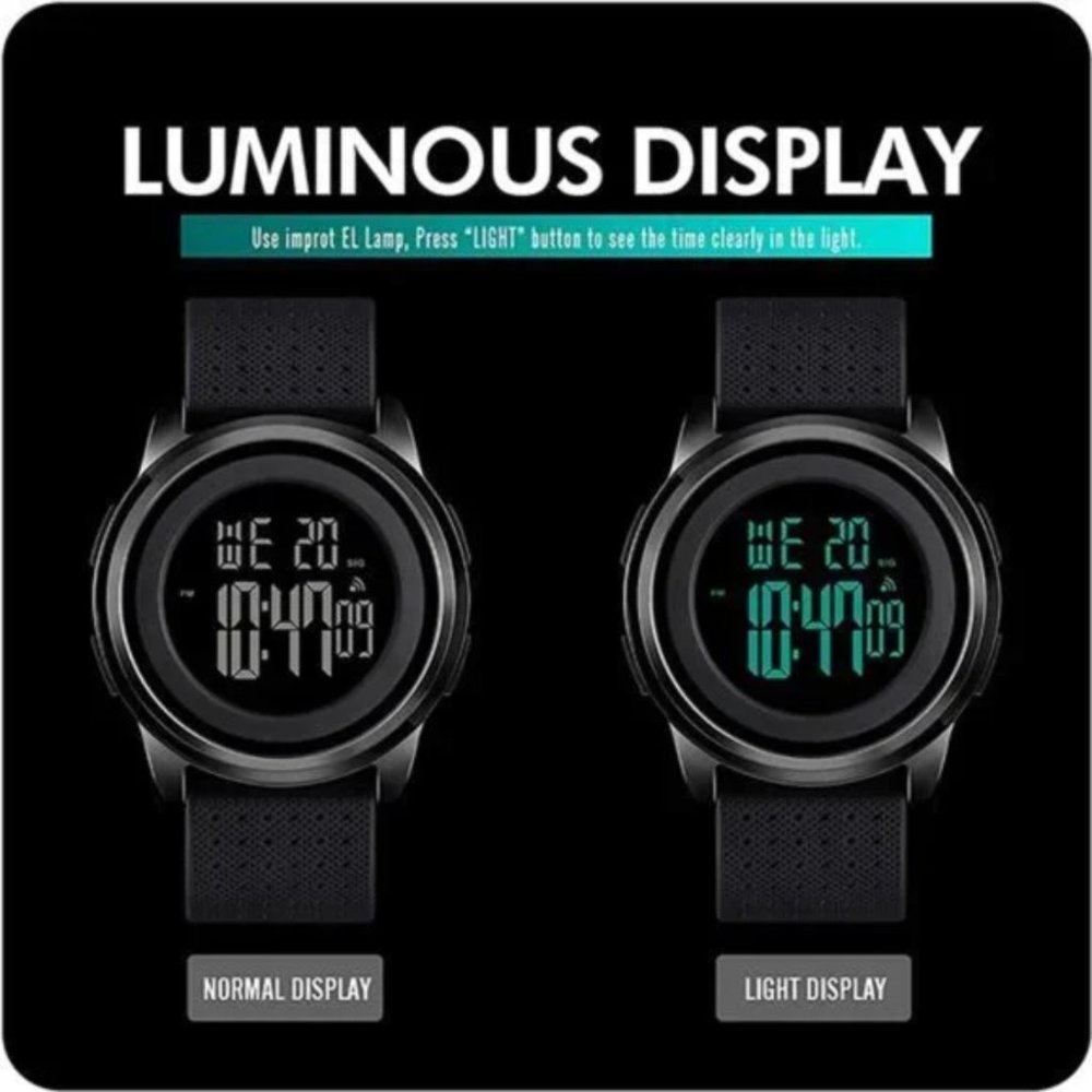 New Men's Watch Ultra-Thin Digital Sports Watch Waterproof Stainless Steel - Picture 3 of 5